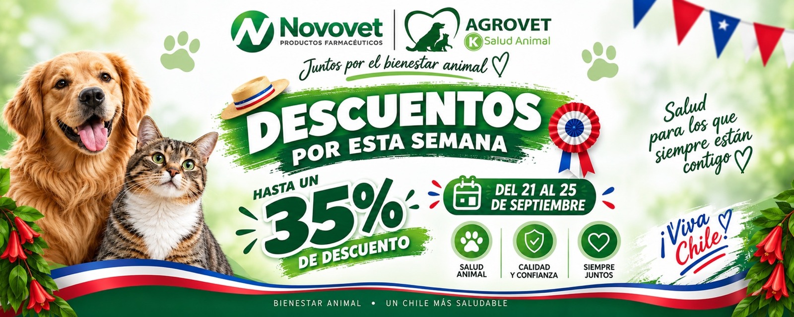 Semana Agrovet: hasta 35% de descuento en productos seleccionados de Agrovet Salud Animal, del 21 al 25 de septiembre de 2026, hasta agotar stock promocional.